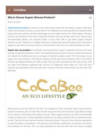 Why to Choose Organic Skincare Products