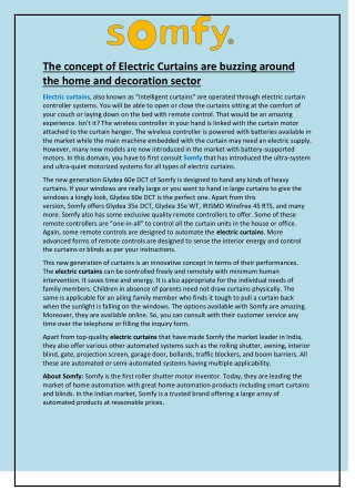 Electric Curtains are buzzing around the home and decoration sector