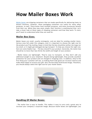 How Mailer Boxes Work