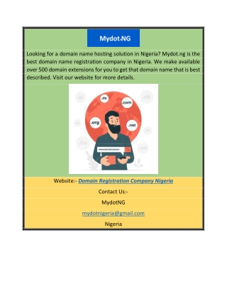 Domain Registration Company Nigeria  Mydot.ng