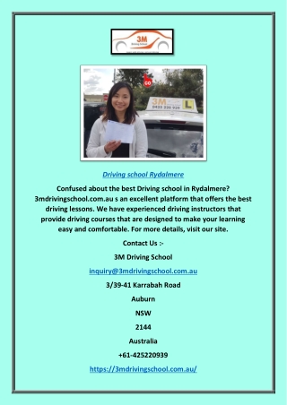 Driving school Rydalmere | 3mdrivingschool.com.au