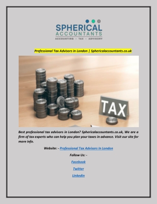 Professional Tax Advisors in London | Sphericalaccountants.co.uk