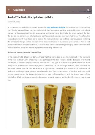 Avail of The Best-Ultra Hydration Lip Balm