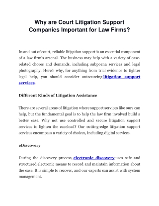 Why are Court Litigation Support Companies Important for Law Firms