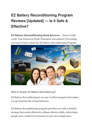 EZ Battery Reconditioning Program Reviews [Updated] — Is it Safe & Effective?