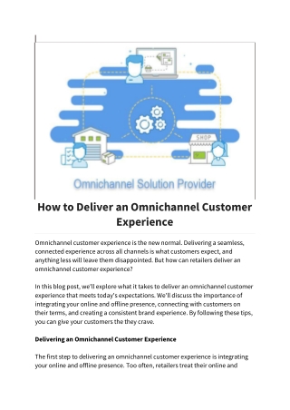 How to Deliver an Omnichannel Customer Experience
