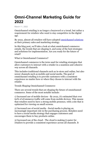 Omni-Channel Marketing Guide for 2022