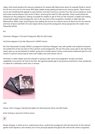 The ten Hottest Gentle Novel Protagonists, Based on MyAnimeList These novels fol
