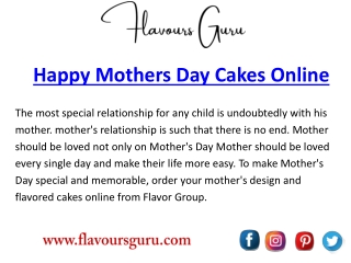 Order Special Mother's Day Cake Online in Delhi, Gurgaon NCR - Flavours Guru