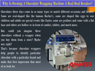 Chocolate Wrapping Machine Manufacturers - Ammar Machinery