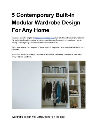 5 Contemporary Built-In Modular Wardrobe Design For Any Home