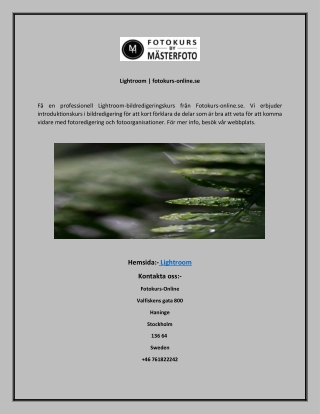 Lightroom  fotokurs-online.se