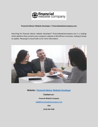 Financial Advisor Website Developer  Financialwebsitecompany
