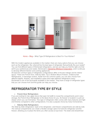 What Type Of Refrigerators Is Best For Your Kitchen