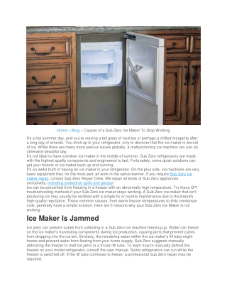 Causes of a Sub Zero Ice Maker To Stop Working