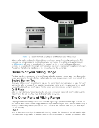 9 Tips on How to Easily Repair and Maintain your Viking range