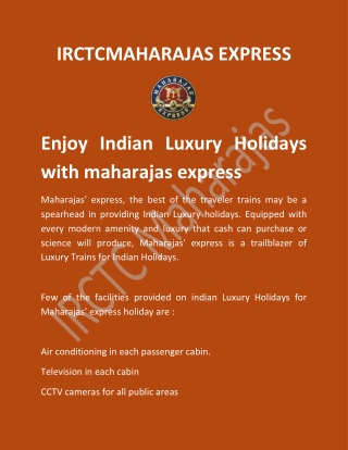 Enjoy Indian Luxury Holidays with maharajas express