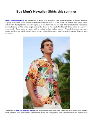 Men’s Hawaiian shirts are also known as Ahola shirt is popular style dress orig