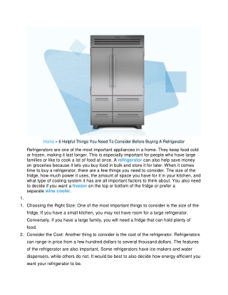 6 Helpful Things You Need To Consider Before Buying A Refrigerator