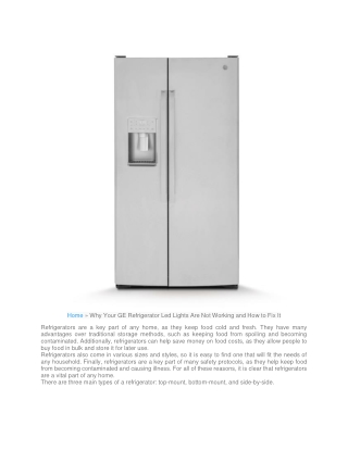 Why Your GE Refrigerator Led Lights Are Not Working and How to Fix It