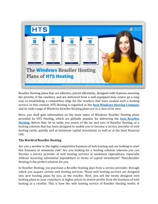 The Windows Reseller Hosting Plans of HTS Hosting