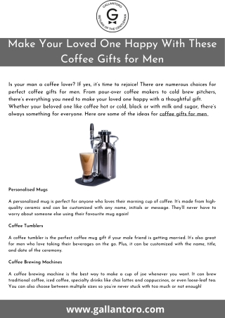 Make Your Loved One Happy With These Coffee Gifts for Men