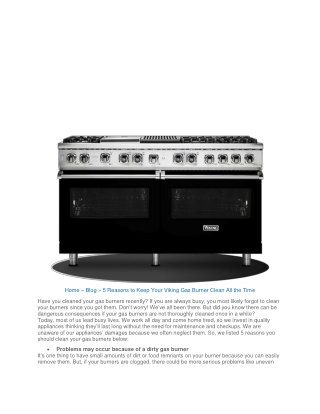 5 Reasons to Keep Your Viking Gas Burner Clean All the Time