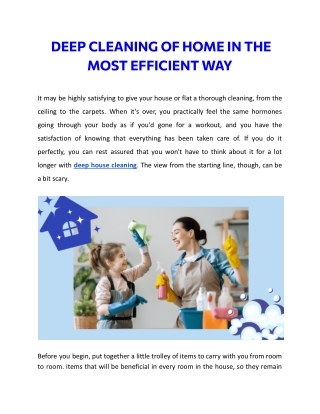 DEEP CLEANING OF HOME IN THE MOST EFFICIENT WAY