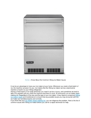 Know About the Common Viking Ice Maker Issues