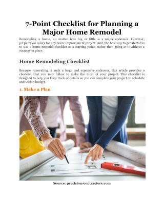 7-Point Checklist for Planning a Major Home Remodel