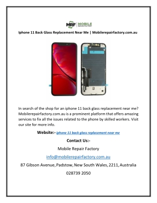 Iphone 11 Back Glass Replacement Near Me | Mobilerepairfactory.com.au