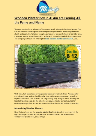 Wooden Planter Box in Al Ain are Earning All the Fame and Name