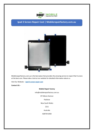 Ipad 3 Screen Repair Cost | Mobilerepairfactory.com.au