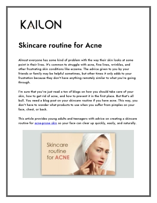 Skincare routine for Acne