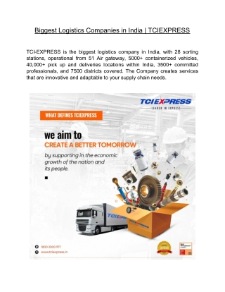 Biggest Logistics Companies in India  | TCIEXPRESS