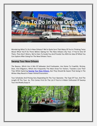 Things To Do In New Orleans