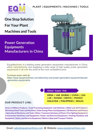 Power Generation Equipments Manufacturers in China