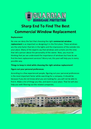 Sharp End To Find The Best Commercial Window Replacement