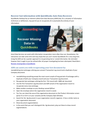 Step : Recover Missing Data in QuickBooks