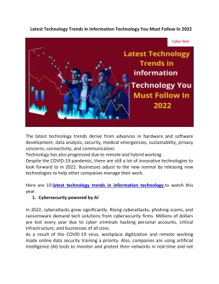 Latest Technology Trends In Information Technology You Must Follow In 2022