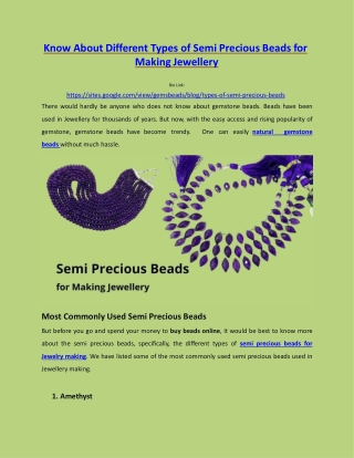 Know About Different Types of Semi Precious Beads for Making Jewellery