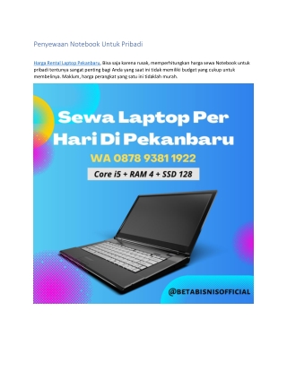 Sewa Laptop Per Hari Di Pekanbaru, WA 0878 9381 1922
