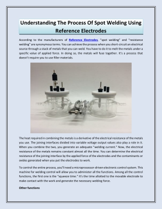 Understanding The Process Of Spot Welding Using Reference Electrodes