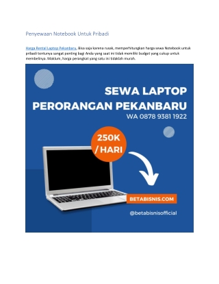 Sewa Laptop Perorangan Pekanbaru, WA 0878 9381 1922