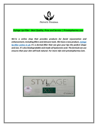 Stylage Lip Filler - Best Quality, Price and Service | Privatepharma.com