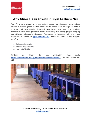 Why Should You Invest in Gym Lockers NZ