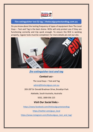 Fire extinguisher test & tag | thelocalguystestandtag.com.au