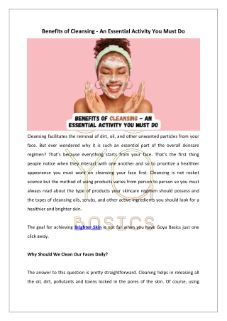 Benefits of Cleansing - An Essential Activity You Must Do