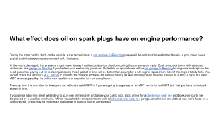 What effect does oil on spark plugs have on engine performance_