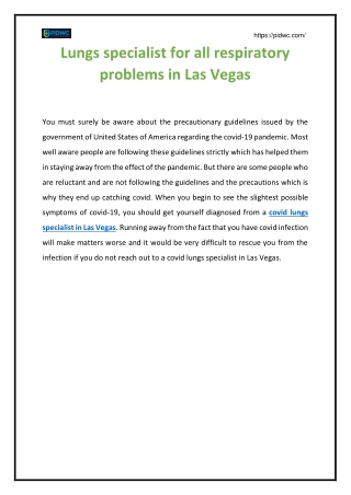 Lungs specialist for all respiratory problems in Las Vegas